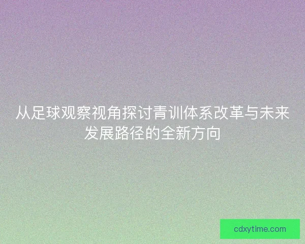 从足球观察视角探讨青训体系改革与未来发展路径的全新方向